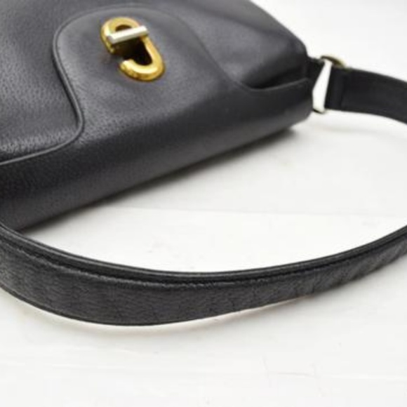 Vintage RARE Mod Buttery Soft Black Leather Gold - Picture 3 of 8